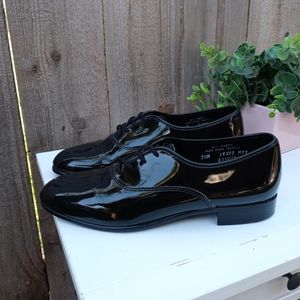 Men's Barclay Tuxedo Shine Shoes Black Glossy Oxfords Size 7M